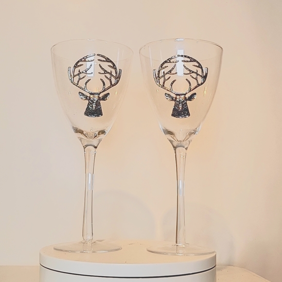 Pier 1 Dining Pier Metal Stag Deer Wine Glasses Poshmark